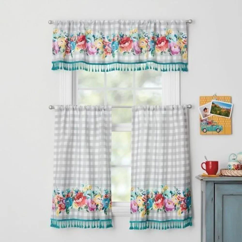 The Pioneer‎ Woman Sweet Romance Blossoms, Small Window 3 piece Curtain Set New!